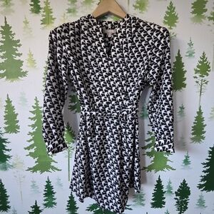 Banana Republic Bird-Print Long Sleeve Shirtdress